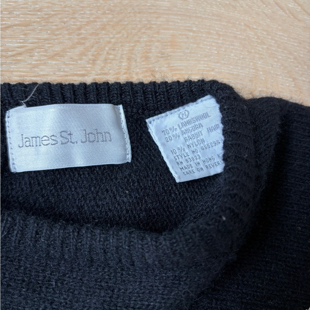 James St John Black Lambswool Angora Sweater Gold Sequin Detail Sz M Vintage*Q10 - Picture 4 of 5